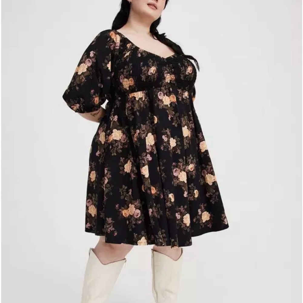 Torrid Black Floral Mini Dress